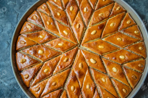 Preview: Oriental sweet baklava with nuts. Selective focus.