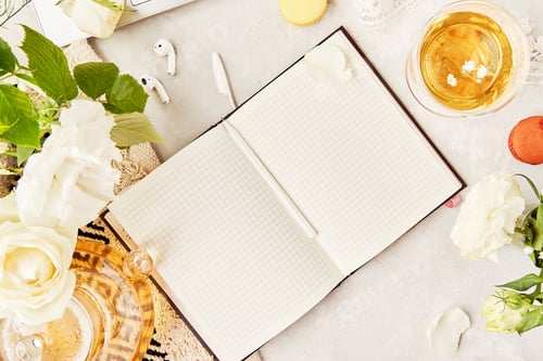 Preview: Open notebook mock up, herbal tea