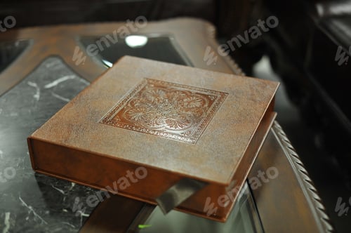 Preview: brown leather wedding photo book album