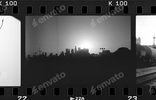 Preview: Skyline of Los Angeles in a film strip