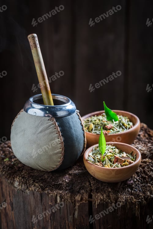 Preview: Aromatic and fresh yerba mate with bombilla and calabash