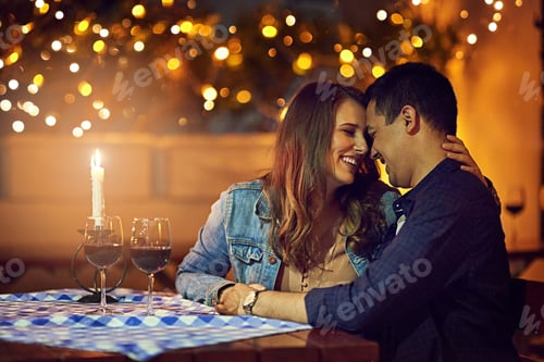 Preview: I want to be this close to you forever. Shot of an affectionate couple out on a romantic date.