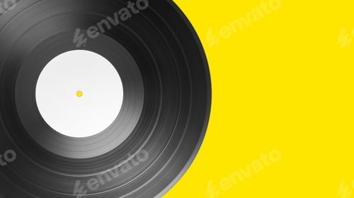 Preview: Record on yellow background with copy space
