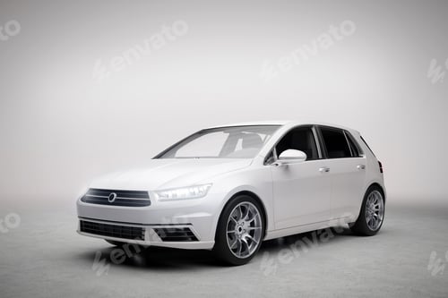 Preview: Modern compact car in garage. Contemporary brandless look.