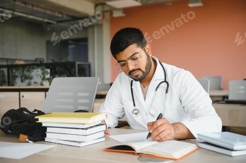 Preview: Portrait of a young indian doctor student studying