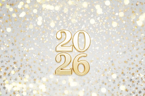 Visualização: Fundo de férias Feliz Ano Novo 2026 fundo festivo cintilante.