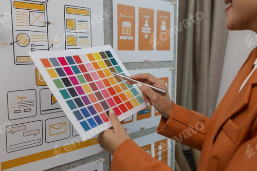 Preview: Process of creating an interface for a mobile app, user interface and experience concept, ux, ui, ux