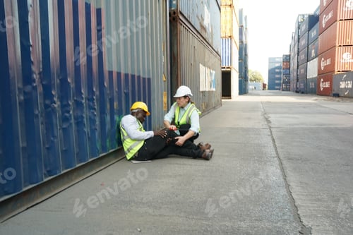 Preview: Foreman control loading Containers box from Cargo freight ship for import export.