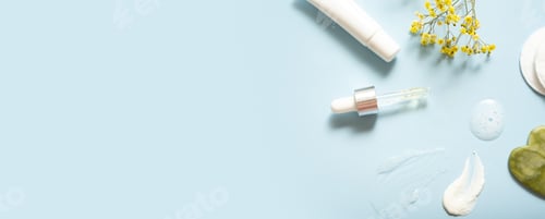 Preview: Serum in dropper and moisturizing smears cosmetic cream with facial massager