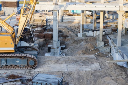 Preview: Top view of the construction area under the sunlight