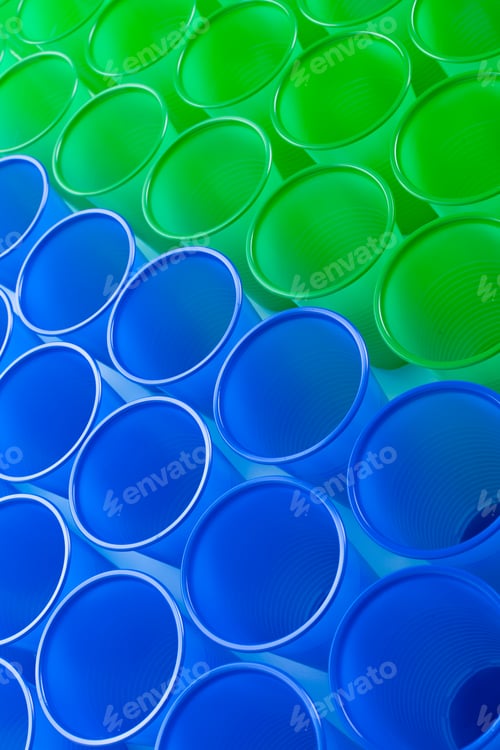 Preview: Multicolor plastic glasses isolated on white background