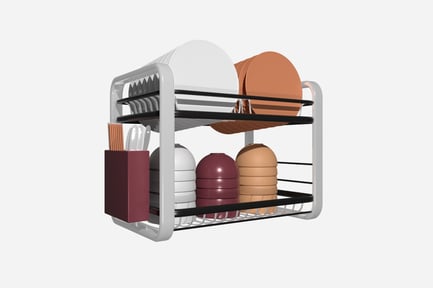 Visualização: Ilustração 3D de prateleira de pratos