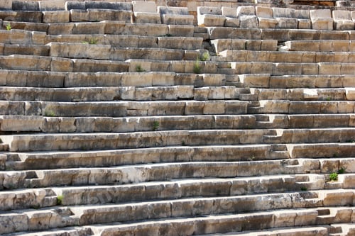Preview: Close up of ruins of an ancient amphitheater.