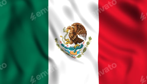 Preview: Mexican flag waving in the wind.