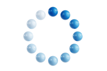 Visualização: Girador 3D de carregamento de bolhas brilhantes