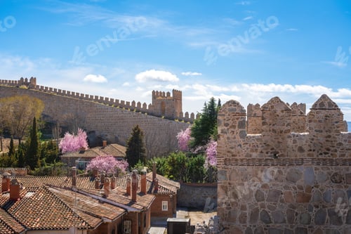 Preview: Medieval Walls of Avila Battlements and city view - Avila, Spain