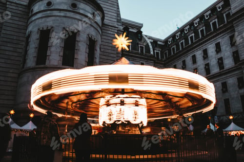 Preview: A shining merry go around fast movement at a carnival