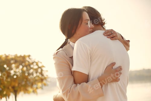 Preview: Beautiful couple spend time on a summer forest