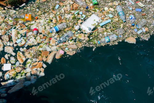 Preview: Image of polluted river with floating trash