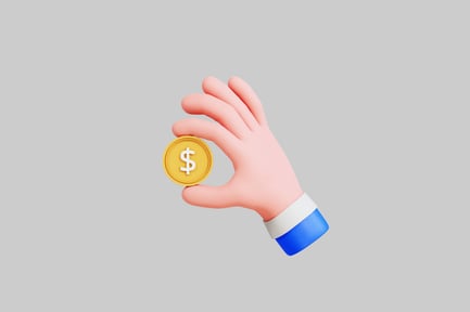 Preview: Hand holding dollar coin with striped wristband