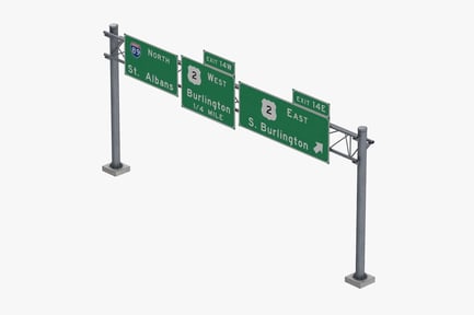 Preview: Highway Directional Signs with Route and City Information