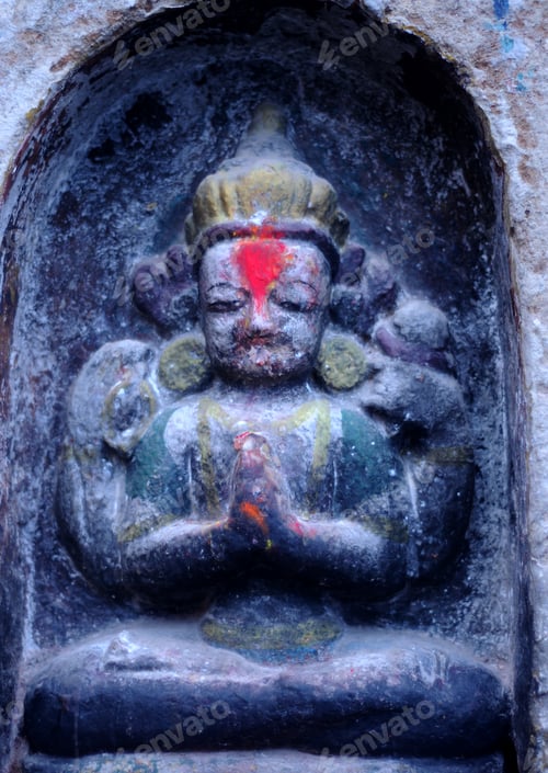 Preview: Religious statue near Boudhanath stupa in Kathmandu, Nepal