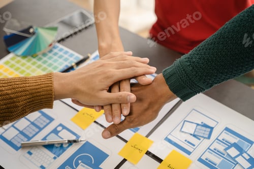 Preview: designer team shake hands confidently professional investor.