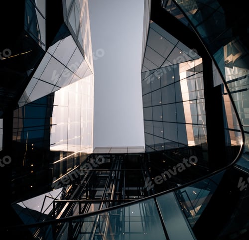 Preview: Low angle shot of a geometrical design of a building