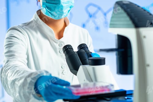 Preview: Biology laboratory, scientist working with cell culture