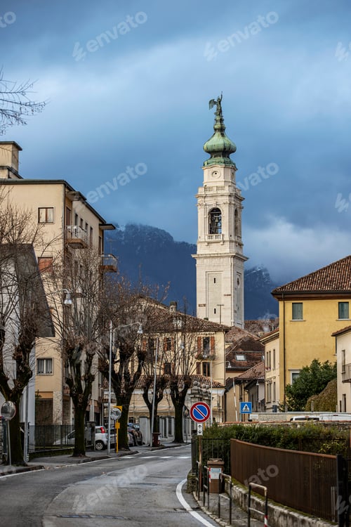 Preview: Colorful houses of beautiful Belluno town in Veneto province, northern Italy
