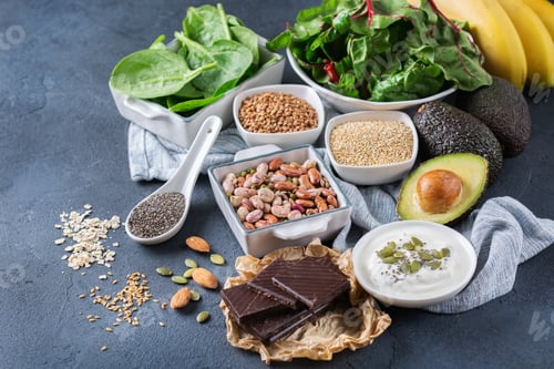 Preview: Assortment of healthy high magnesium sources food