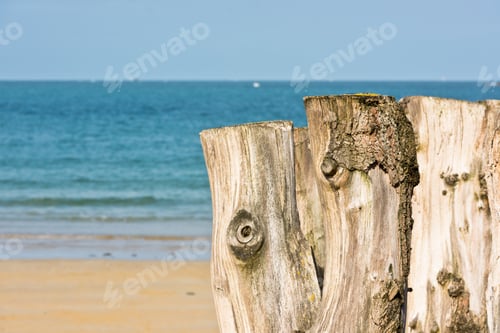 Preview: Breakwaters on seashore Saint malo, France