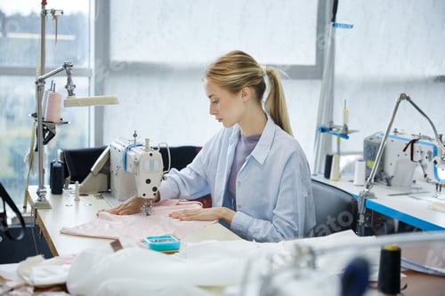 Preview: A seamstress at work expertly crafting unique garments with tender care