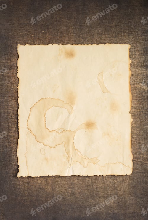 Preview: old retro aged paper parchment at wood