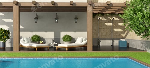 Preview: Garden with pergola and swimming pool