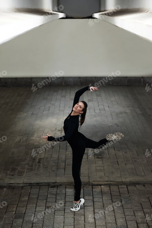 Preview: Dance girl doing movements outdoors