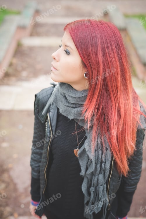 Preview: young beautiful red hair venezuelan woman lifestyle