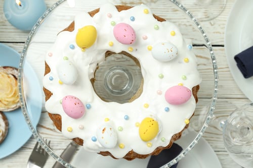 Preview: Concept of tasty Easter food, top view