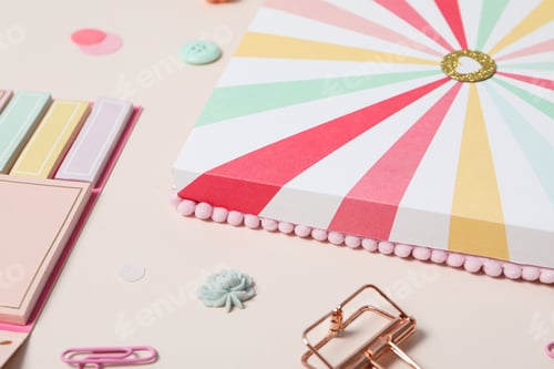 Preview: Scrapbooking, on a light background, close-up.