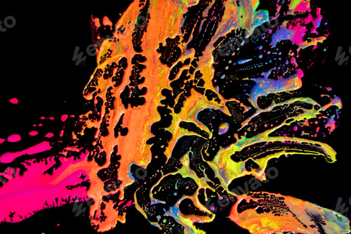 Preview: Multi-color paint drops and splotch on black background