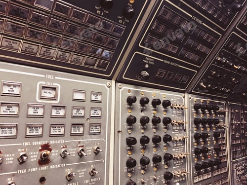 Preview: Vintage Airplane Control Panel Featuring Toggle Switches