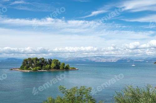 Preview: Small island with trees in Ionian sea