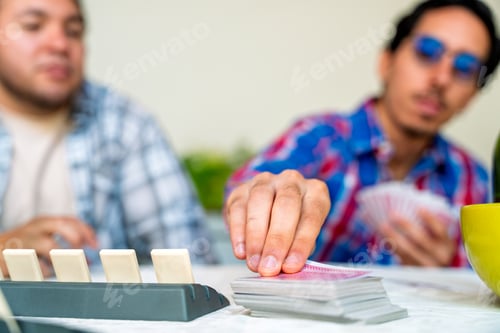 Preview: Friends gathering, playing cards and having fun at home