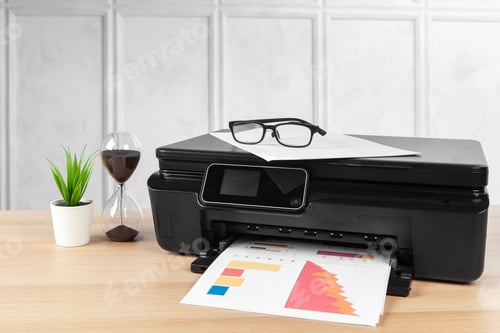 Preview: multi-function printer machine ready for printing, copy, scanning in office
