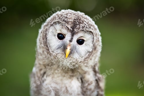 Preview: Close up of a baby Tawny Owl (Strix aluco)