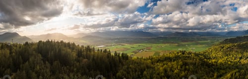 Preview: Aerial Panoramic View of Mt. Thom during a colorful cloudy evening