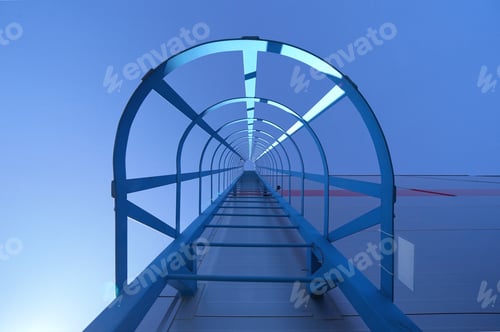 Preview: Fire escape or evacuation stairs on the metal wall