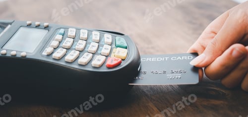 Preview: Paying by credit card , buying and selling products using a credit card swipe machine