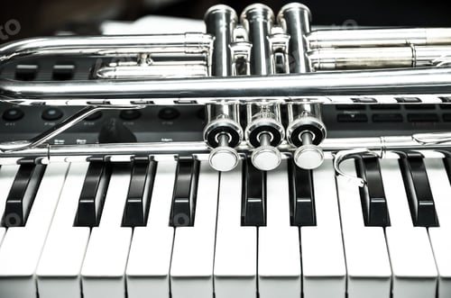 Preview: Trumpet on keyboard background