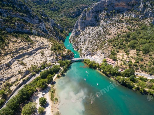 Preview: Aerial view of Gorge du Verdon canyon river in south of France